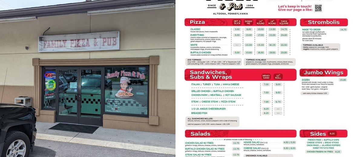 Family Pizza & Pub Menu