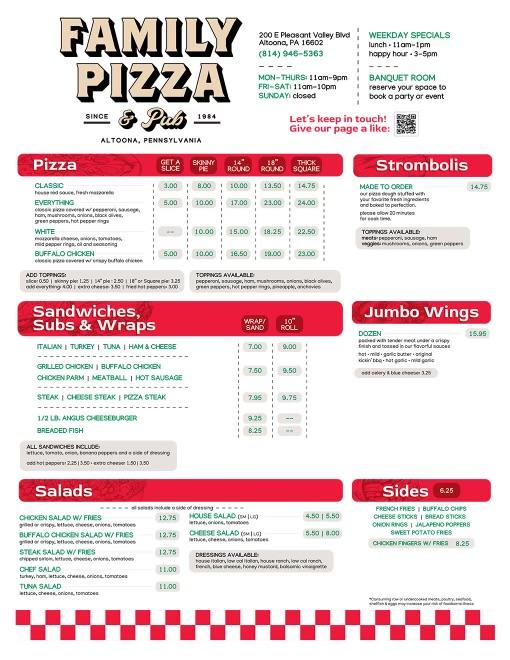 Family Pizza & Pub Menu image 1